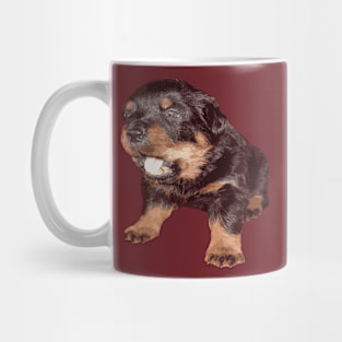 Rottweiler Puppy with Shocked Open Mouth Expression Mug